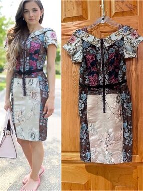 Anthropologie Beguile by Byron Lars Pieced Floral Brocade Sheath Dress Size 4P
